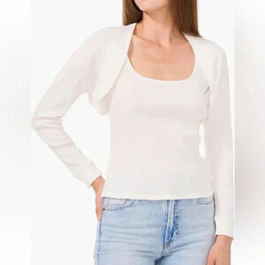 1.STATE Cotton Rib Jersey Shawl in New Ivory Size Large NWT